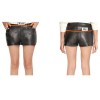 Women High Waist Fashion Short Black Genuine Lambskin Leather Hot Shorts Pants